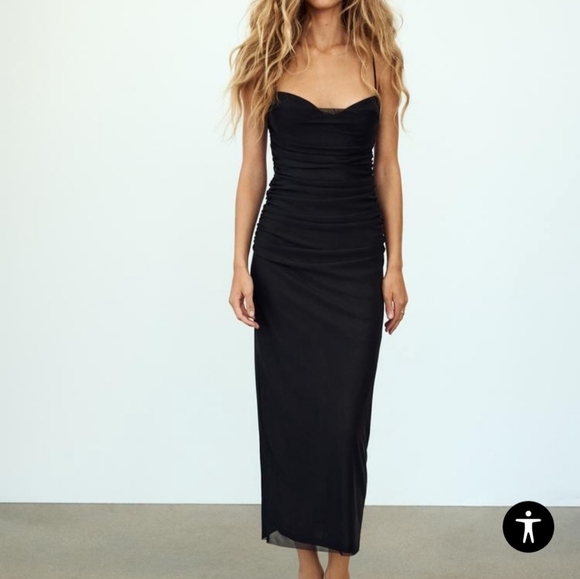 Zara NWT XL Ombre Tulle Midi Dress - Picture 3 of 5